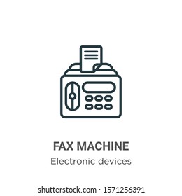Fax machine outline vector icon. Thin line black fax machine icon, flat vector simple element illustration from editable electronic devices concept isolated on white background