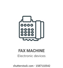 Fax machine outline vector icon. Thin line black fax machine icon, flat vector simple element illustration from editable electronic devices concept isolated on white background