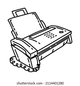 Dispositivo de fax parte del vector de conjunto de iconos dibujado a mano para dispositivos de Office.