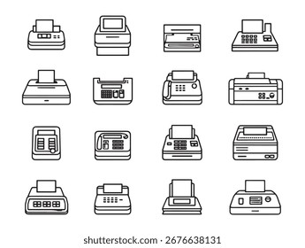 Máquina de fax ultra minimalista 2D line art