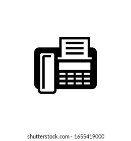 Icono del vector de la máquina de fax en diseño plano sólido negro aislado en fondo blanco
