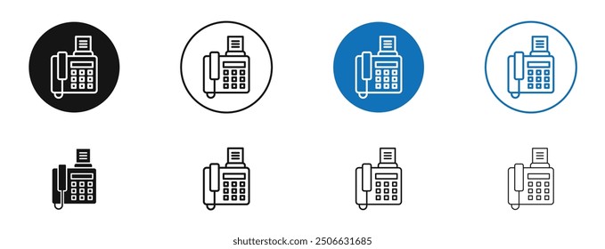 Icono del Vector de la máquina de fax en colores negro y azul