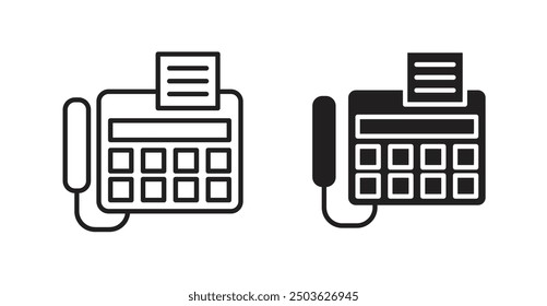 Fax machine vector icon in solid and outline style