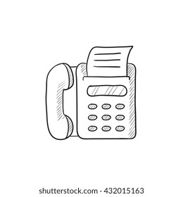 Fax machine vector sketch icon isolated on background. Hand drawn Fax machine icon. Fax machine sketch icon for infographic, website or app.