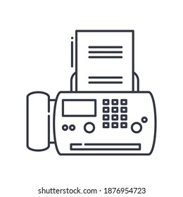 Fax message icon, linear isolated illustration, thin line vector, web design sign, outline concept symbol with editable stroke on white background.