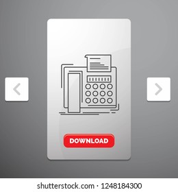 fax, message, telephone, telefax, communication Line Icon in Carousal Pagination Slider Design & Red Download Button