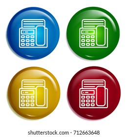 Fax multi color gradient glossy badge icon set. Realistic shiny badge icon or logo mockup