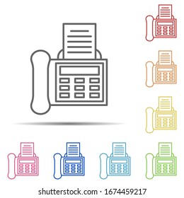 Fax-Mehrfarbensymbol. Element des Arbeitsplatzes Symbol auf weißem Hintergrund