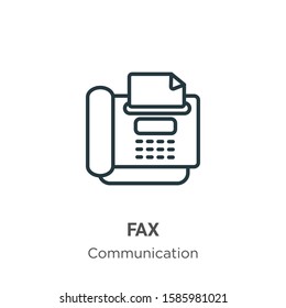 Fax outline vector icon. Thin line black fax icon, flat vector simple element illustration from editable communication concept isolated on white background