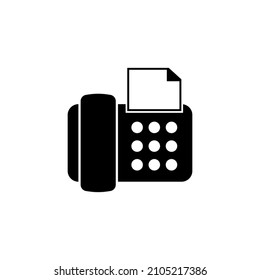 Fax Phone Machine, Office Telephone. Flat Vector Icon illustration. Simple black symbol on white background. Fax Phone Machine, Office Telephone sign design template for web and mobile UI element.