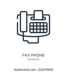 fax phone thin line icon. fax, phone linear icons from technology concept isolated outline sign. Vector illustration symbol element for web design and apps.