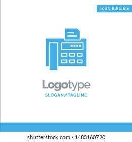 Fax, Phone, Typewriter, Fax Machine Blue Solid Logo Template. Place for Tagline