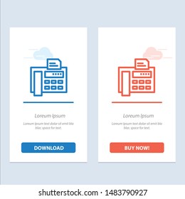 Fax, Phone, Typewriter, Fax Machine  Blue and Red Download and Buy Now web Widget Card Template