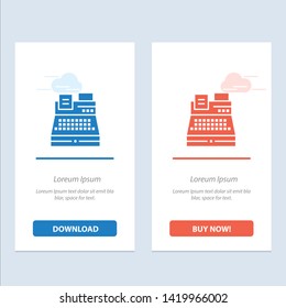 Fax, Print, Printer, Shopping  Blue and Red Download and Buy Now web Widget Card Template