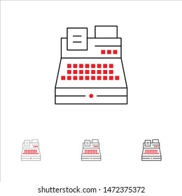 Fax, Print, Printer, Shopping Bold and thin black line icon set