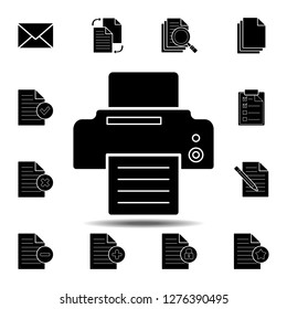 fax or printer with file in style icon. Simple glyph vector element of web, minimalistic icons set for UI and UX, website or mobile application