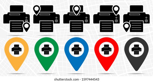 Fax or printer with file in style icon in location set. Simple glyph, flat illustration element of web, minimalistic theme icons