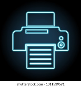 fax or printer with file in style neon icon. Simple thin line, outline vector of web, minimalistic icons for UI and UX, website or mobile application