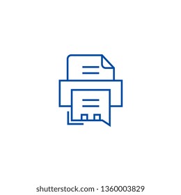 Fax printer line icon concept. Fax printer flat  vector symbol, sign, outline illustration.