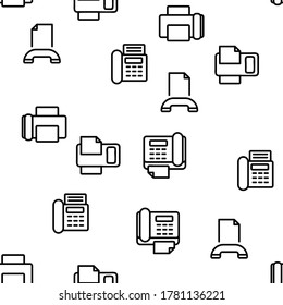 Fax Printer Vector Seamless Pattern Thin Line Illustration