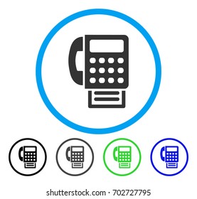 Fax rounded icon. Vector illustration style is a flat iconic symbol inside a circle, black, grey, blue, green versions. Designed for web and software interfaces.