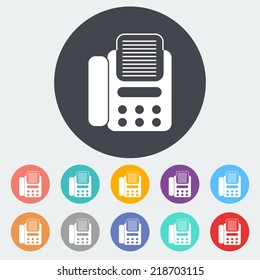 Fax. Single flat icon on the circle. Vector illustration.
