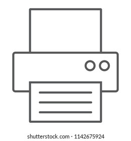 Fax thin line icon, office and document, printer sign, vector graphics, a linear pattern on a white background, eps 10.