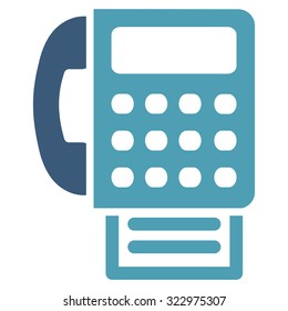 Fax vector icon. Style is bicolor flat symbol, cyan and blue colors, rounded angles, white background.