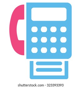 Fax vector icon. Style is bicolor flat symbol, pink and blue colors, rounded angles, white background.
