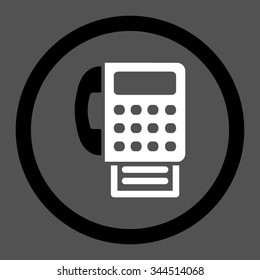 Fax vector icon. Style is bicolor flat rounded symbol, black and white colors, rounded angles, gray background.