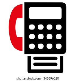 Fax vector icon. Style is bicolor flat symbol, intensive red and black colors, rounded angles, white background.