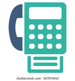 Fax vector icon. Style is bicolor flat symbol, cobalt and cyan colors, rounded angles, white background.
