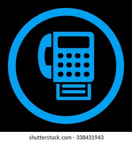 Fax vector icon. Style is flat rounded symbol, blue color, rounded angles, black background.