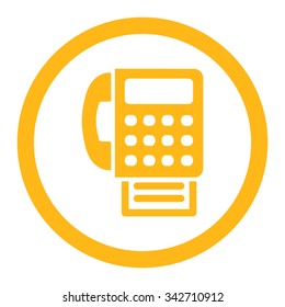 Fax vector icon. Style is flat rounded symbol, yellow color, rounded angles, white background.