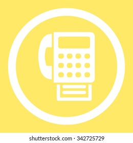 Fax vector icon. Style is flat rounded symbol, white color, rounded angles, yellow background.
