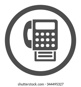 Fax vector icon. Style is flat rounded symbol, gray color, rounded angles, white background.