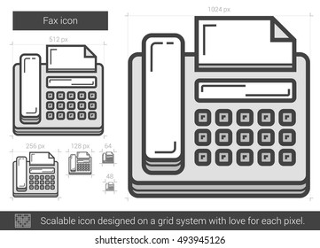 Fax vector line icon isolated on white background. Fax line icon for infographic, website or app. Scalable icon designed on a grid system.