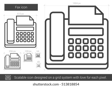 Fax vector line icon isolated on white background. Fax line icon for infographic, website or app. Scalable icon designed on a grid system.