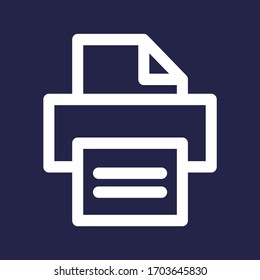 Fax white colored vector line icon with dark background