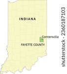 Fayette County and city of Connersville location on Indiana state map