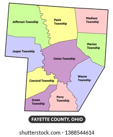 Fayette County Ohio map - vector map with townships