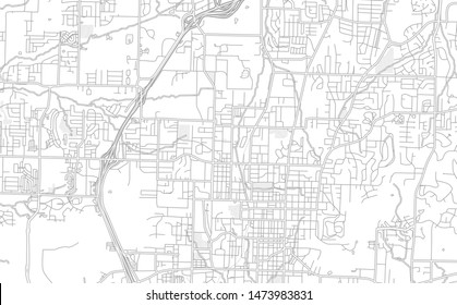 Fayetteville, Arkansas, USA, bright outlined vector map with bigger and minor roads and steets created for infographic backgrounds.