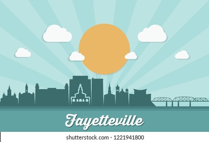 Fayetteville skyline - United States of America, USA, North Carolina - vector illustration