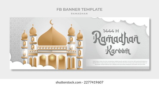 fb banner vector template ramadhan with mosque image