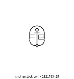 FB creative letter logo design in anchor concept with high quality professional design that will print well across any print media