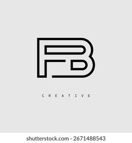 Logotipo de letra creativa de FB: monograma de línea mínima en negro para un diseño de identidad de marca moderno.
