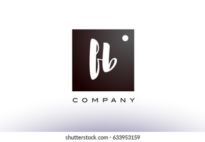 FB F B black white handwritten handwriting alphabet company letter logo square design template dot dots creative abstract