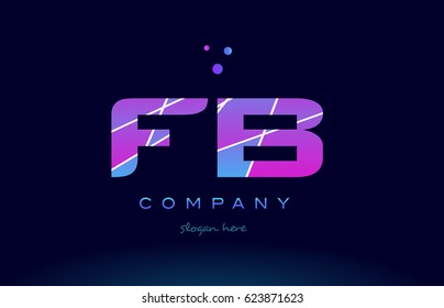 fb f b  creative color blue background pink purple magenta alphabet letter company logo vector icon