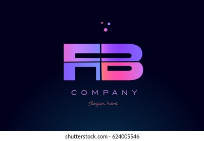 fb f b creative color blue background pink purple blue magenta alphabet letter company logo vector icon design