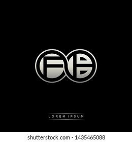 FB F B initial letter linked circle capital monogram logo modern template silver color edition